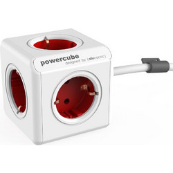 Allocacoc PowerCube Original Extended - Πολύπριζο Με 5 Υποδοχές - Red (1306RD/DEEXPC)