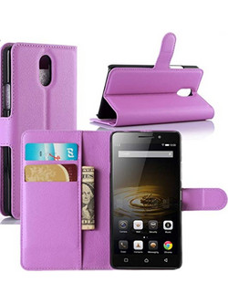 Lenovo Vibe P1m - Δερμάτινη Stand Θήκη Πορτοφόλι Μώβ (OEM)