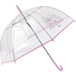 Διάφανη Ομπρέλα Βροχής Χειροκίνητη με σχέδιο Ροζ - Aria Trade