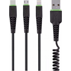 BUDI cable 3in1 2A BLACK ΚΑΛΩΔΙΟ ΦΟΡΤΙΣΗΣ ΣΥΣΚΕΥΩΝ 3ΣΕ1 M8J150T3S-BLK