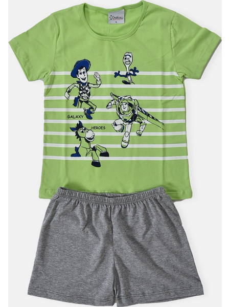 Galaxy Toy Story Παιδική Πιτζάμα Βαμβακερή Καλοκαιρινή Γκρι Lime 302