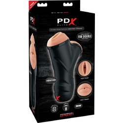 Pipedream PDX Elite Double Penetration Stroker Pocket Pussy & Mouth Αυνανιστήρι με Δόνηση Black