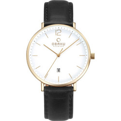 Obaku Ανδρικό Ρολόι με Μαύρο Δερμάτινο Λουράκι V181GDGWRB