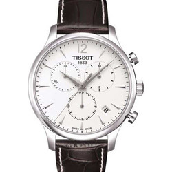 Tissot Tradition Ανδρικό Ρολόι Χρονογράφος με Καφέ Δερμάτινο Λουράκι T063.617.16.037.00