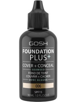 Gosh Plus+ Cover & Conceal Seaweed 006 Honey Liquid Foundation 30ml