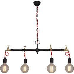 Home Lighting Hikari Κρεμαστό Φωτιστικό Οροφής Ράγα Πολύφωτο E27 Κόκκινο 77-2792