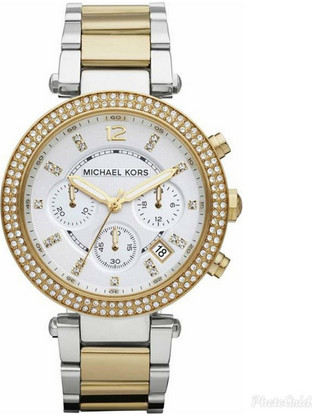 Michael Kors Parker Γυναικείο Ρολόι Χρονογράφος με Ασημί Χρυσό Μεταλλικό Μπρασελέ MK5626