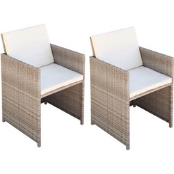 vidaXL Πολυθρόνα Κήπου Rattan Μπεζ 2τμχ 42561