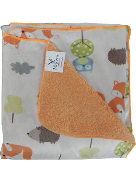 Viopros Baby 73 Κουβέρτα Κούνιας Fleece 110x150 Λευκή Πορτοκαλί