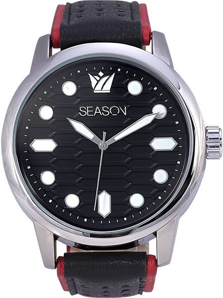 Season Time Ανδρικό Ρολόι με Μαύρο Δερμάτινο Λουράκι 2192-6
