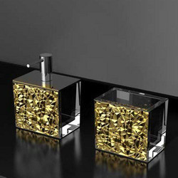 Glass Design COLORI LUX Μοντέρνα Αξεσουάρ Μπάνιου Σετ 2τμχ σε 5 Χρώματα Gold/Chrome
