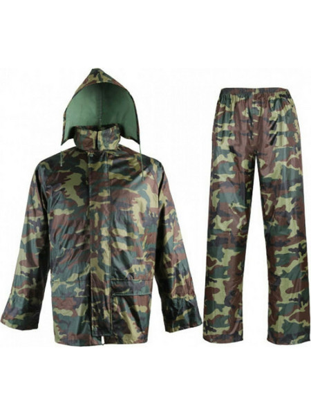 Αδιάβροχη Αντιανεμική Φόρμα Αντοχής Camouflage για την Μηχανή, Κυνήγι ή Αγροτικές Δουλειές One Size 14936