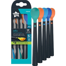 Tommee Tippee Softee Weaning Spoon Σετ Βρεφικά Κουτάλια Σιλικόνης 4m+ Πολύχρωμα 5τμχ 44719610