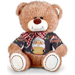 Λούτρινο αρκουδάκι, δώρο Χριστουγέννων Christmas santa 33cm, με δυνατότητα προσθήκης ονόματος