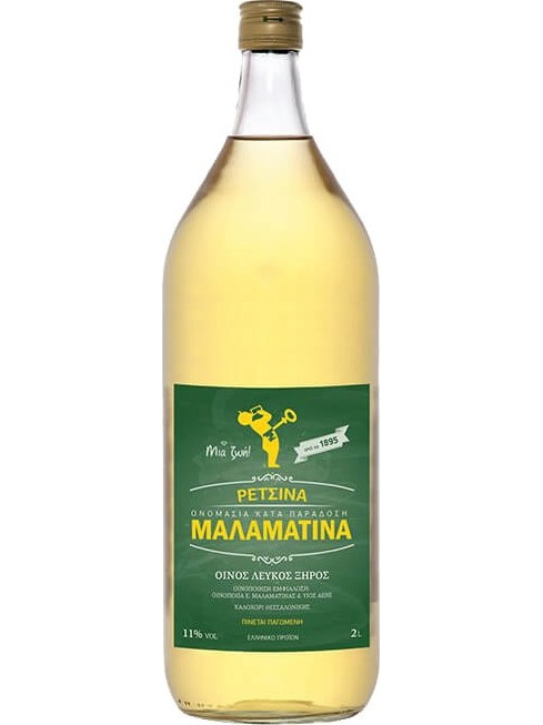 Μαλαματίνα Ρετσίνα Κρασί Λευκό Ξηρό 2lt