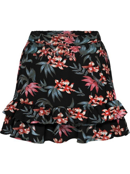 Only Nova Life Μίνι Φούστα Υφασμάτινη Ψηλόμεση Πλισέ Floral Μαύρη Πετρόλ 15248641