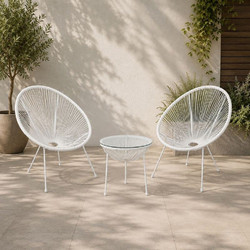Woodwell Acapulco Σετ Σαλόνι Κήπου Rattan 3τμχ Λευκό Ε245,1S