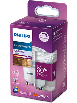 Philips GU10 LED Spot Bright White dimbaar Bulb 6.2W (80W) (LPH00636) (PHILPH00636)