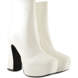 Nine West Γυναικεία Μποτάκια Αστραγάλου Δερμάτινα Λευκά με Χοντρό Πολύ Ψηλό Τακούνι Klinda3
