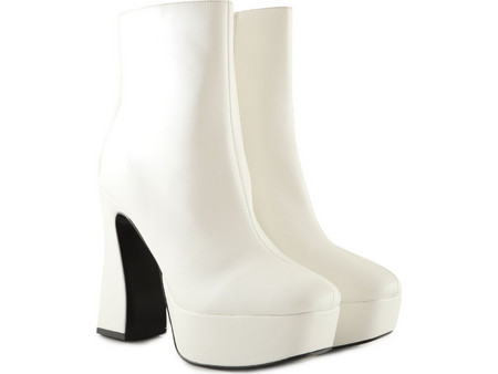 Nine West Γυναικεία Μποτάκια Αστραγάλου Δερμάτινα Λευκά με Χοντρό Πολύ Ψηλό Τακούνι Klinda3