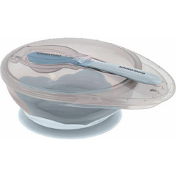 KikkaBoo Suction Μπολ με Κουτάλι Grey Blue