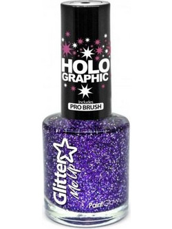 PaintGlow Holographic Me Up Purple Glitter Βερνίκι Νυχιών 10ml
