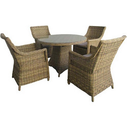 Bliumi Santa Σετ Τραπεζαρία Κήπου Rattan 5τμχ Μπεζ 5195 G + 5121 G