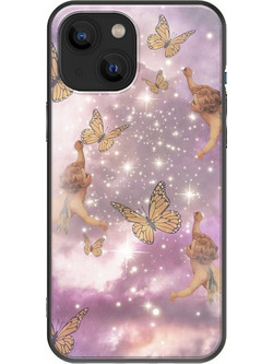 Θήκη Angels And Butterflies iPhone 13 mini Black TPU (Μαύρη Σιλικόνη)