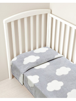 Prenatal Clouds Κουβέρτα Κούνιας Βελουτέ 110x140 Γκρι
