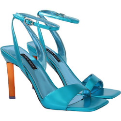 Nine West MARIS3-420 Γυναικεία Πέδιλα Δερμάτινα Γαλάζια με Λεπτό Ψηλό Τακούνι