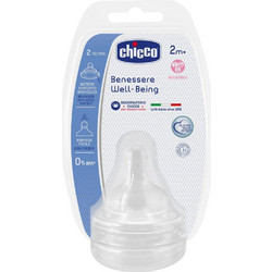 Chicco Well-Being Θηλή Σιλικόνης για Μπιμπερό 2m+ Μεσαίας Ροής 2τμχ B50-20833-00