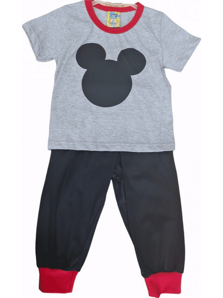 Like Mickey Mouse Παιδική Πιτζάμα Βαμβακερή Καλοκαιρινή Μαύρη Γκρι 219-0180