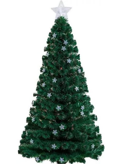 Χριστουγεννιάτικο δέντρο με Οπτικές ίνες και Λαμπάκια Αστεράκια σε Πολύχρωμο φωτισμό ύψους, 120cm - Aria Trade