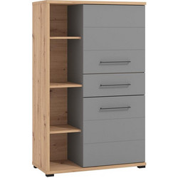 Βιτρίνα Lisabon Pop Artisan Oak-Γκρι Γραφίτης-Γκρι Mat 89.5x40x141.5εκ Fylliana