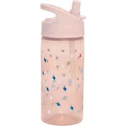 Petit Monkey Dino Footprints Παιδικό Μπουκάλι Πλαστικό BPA Free με Καλαμάκι Ροζ 380ml