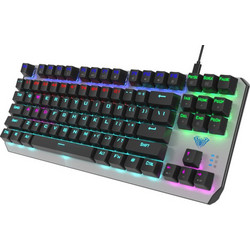 Aula Aegis Μηχανικό Gaming Πληκτρολόγιο TenKeyLess με Custom Blue Διακόπτες RGB Silver