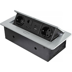 Πρίζα Γραφείου 120x265mm Ασημί με 2 Πρίζες Σούκο - HDMI - RJ45 - USB A - USB C Emuca 5039925