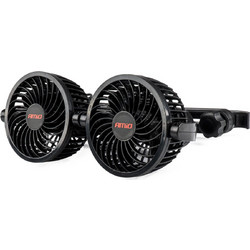 AMiO Ανεμιστηρας Διπλος 12V 2χ4(10,8cm) Με Φις Αναπτηρα 2 Ταχυτητων & Στηριξη Στο Προσκεφαλο Αmio - 1 TEM. - (03008)