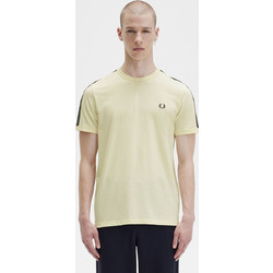 Fred Perry Ανδρική Μπλούζα Tonal Tape Ringer T-Shirt M5675-S21 Εκρού - Κίτρινο