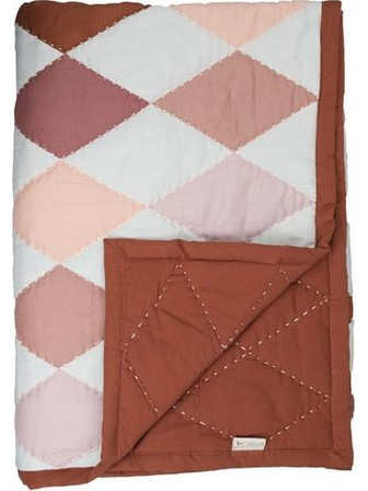 Fabelab Patchwork Diamond Mix Κουβέρτα Κούνιας Βαμβακερή 110x140 Καφέ