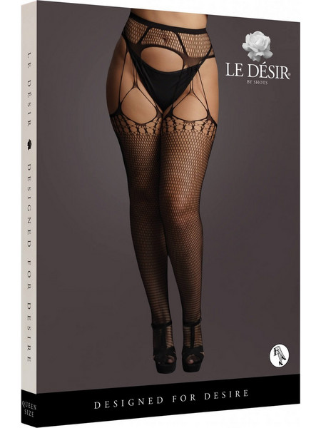 Le desire - Shredded Suspender Pantyhose - Black - Plus Size