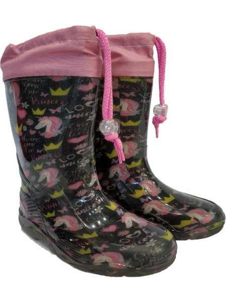 G&G Footwear Γαλότσα Μονόκερος μαύρο/ ροζ Bamby D2260 V. 002