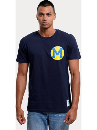 Mitchell & Ness Ncaa Large Left Chest Logo Tee Ανδρικό Αθλητικό T-Shirt Navy Μπλε BMTRINTL1080-UMINAVY