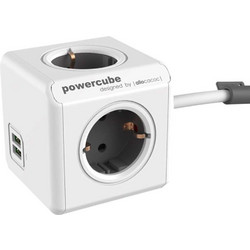 Πολύπριζο Powercube Original 4 Θέσεων & 2 Usb 1402GY/DEEUPC Grey Allocacoc