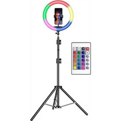 RGB Ring Light Mega Led Ring Light 26cm 26cm 3200-5600K με Τρίποδο Δαπέδου και Βάση για ΚινητόΚωδικός: 24850055