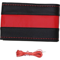 Κάλυμμα Τιμονιού Αυτοκινήτου Otom Stitching Δερματίνη Ραφτό Εξώγαζο Μαύρο - Κόκκινο Medium 37-39cm DK-301