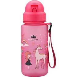 AlpinPro AlpinTec Kids Princess Παιδικό Μπουκάλι Πλαστικό BPA Free με Καλαμάκι Ροζ 400ml