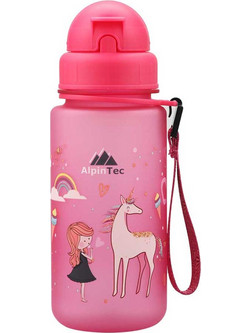 AlpinPro AlpinTec Kids Princess Παιδικό Μπουκάλι Πλαστικό BPA Free με Καλαμάκι Ροζ 400ml