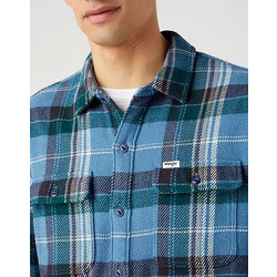 Wrangler Ανδρικό Πουκάμισο Καρό Μακρυμάνικο Μπλε 112341061