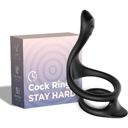 Kinksters Double Stretchable Rings Tail Δαχτυλίδι Πέους Σιλικόνης Μαύρο